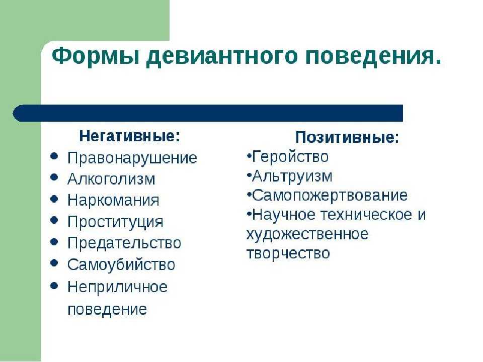 Социально одобряемые и осуждаемые отклонения