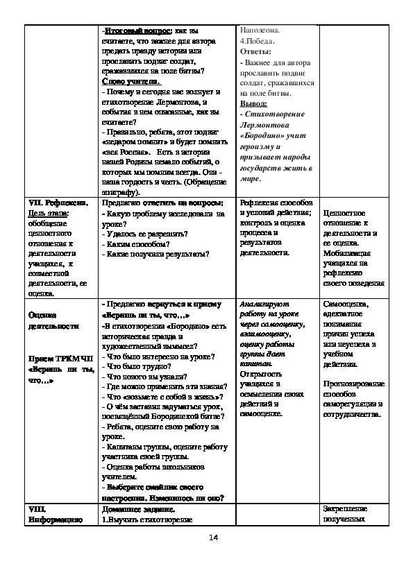 Анализ стихотворения лермонтова бородино 5 класс