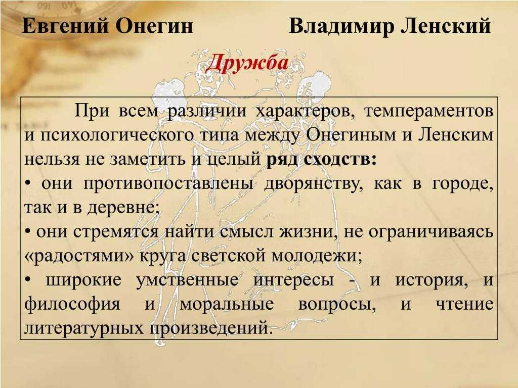 Онегин и ленский дружба и вражда (сочинение по роману пушкина)