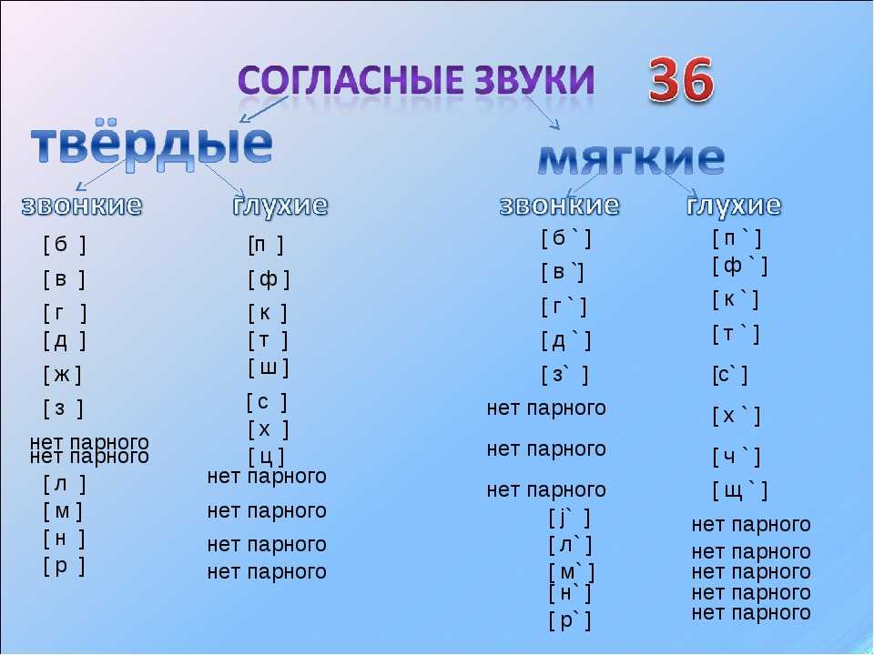 Согласные и гласные буквы – таблица алфавита русского языка