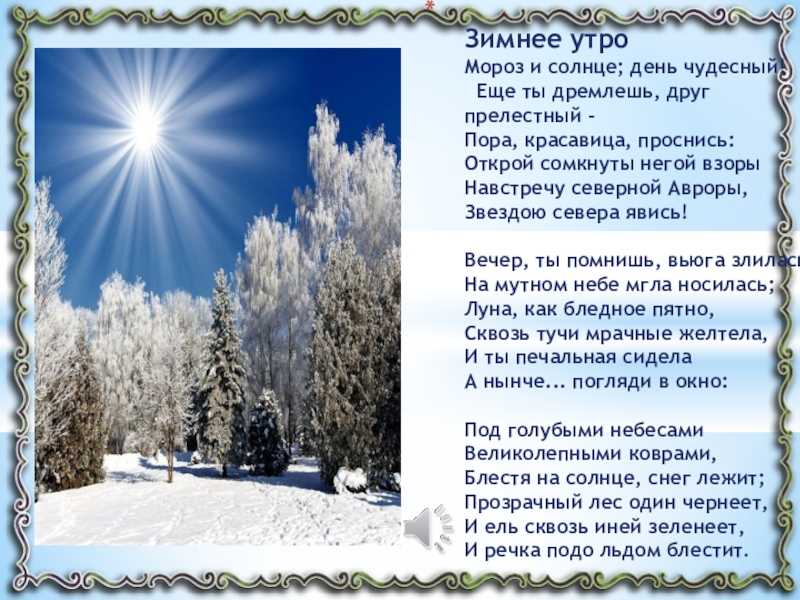 Краткий анализ стихотворения «зимнее утро» по плану