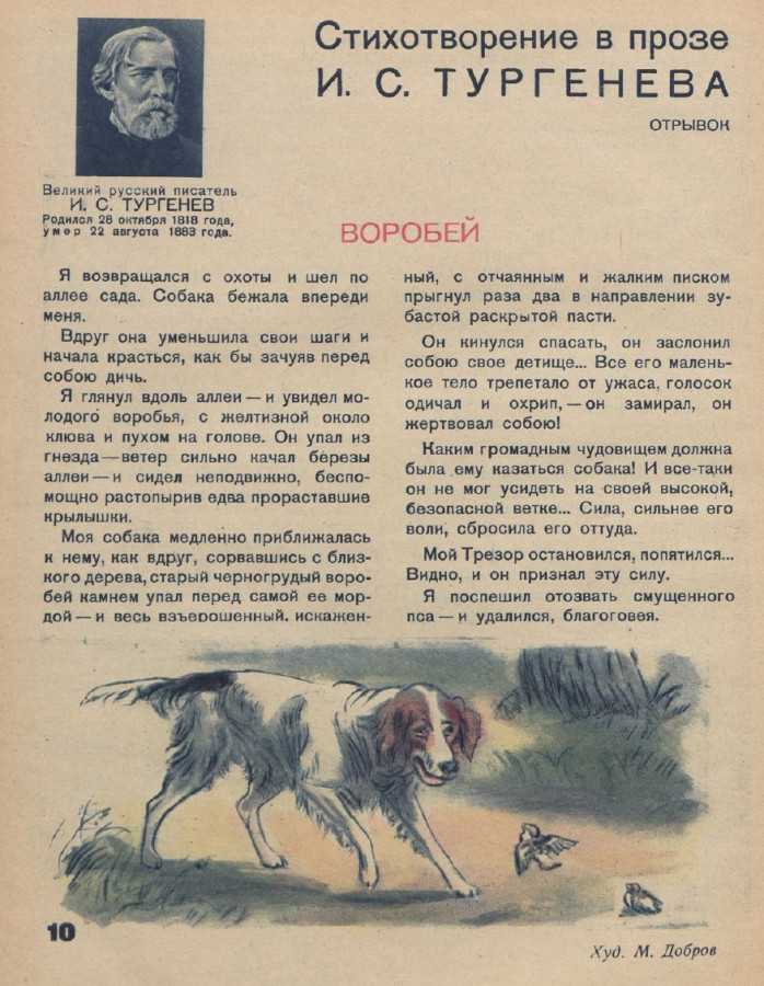 Проверочная работа рассказ тургенева "воробей" стр 3 - 6 / рабочая тетрадь по литературному чтению