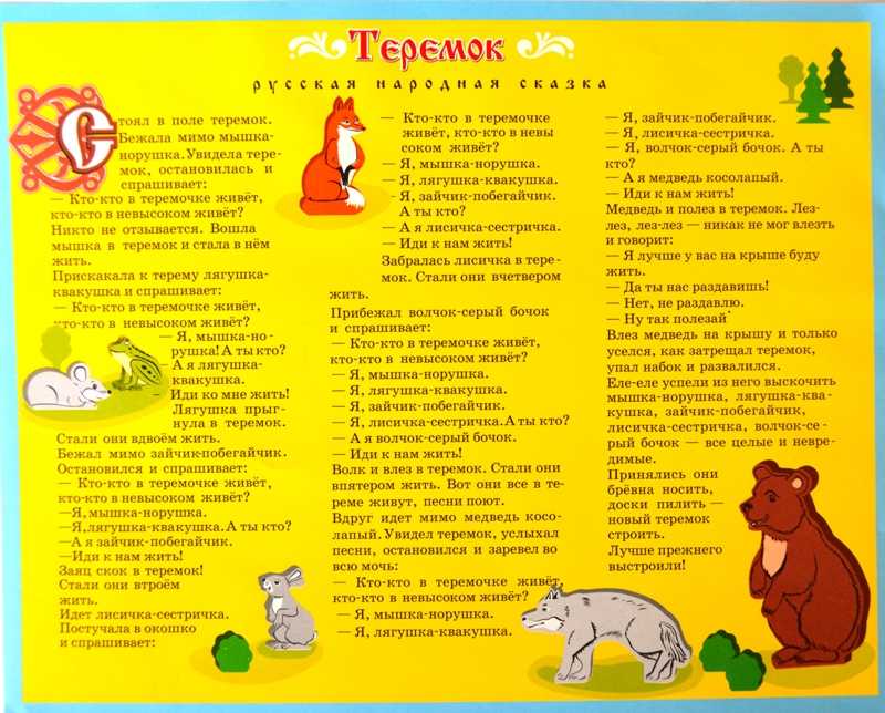 Пример краткого и подробного плана сказки Теремок
