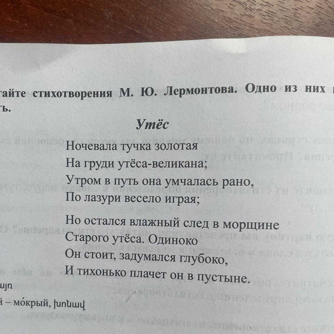 Утес - лермонтов, анализ стихотворения (жанр, тема, герои смысл)