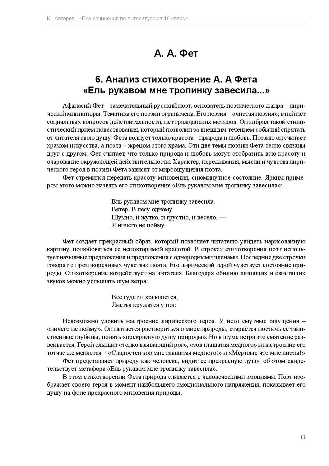 Исследование поэтического произведения - ель рукавом мне тропинку завесила и его отношение к литературе