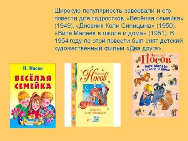Читательский дневник «весёлая семейка» николая носова