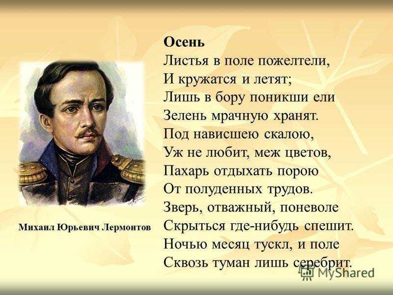 Анализ стихотворения м. ю. лермонтова «осень»