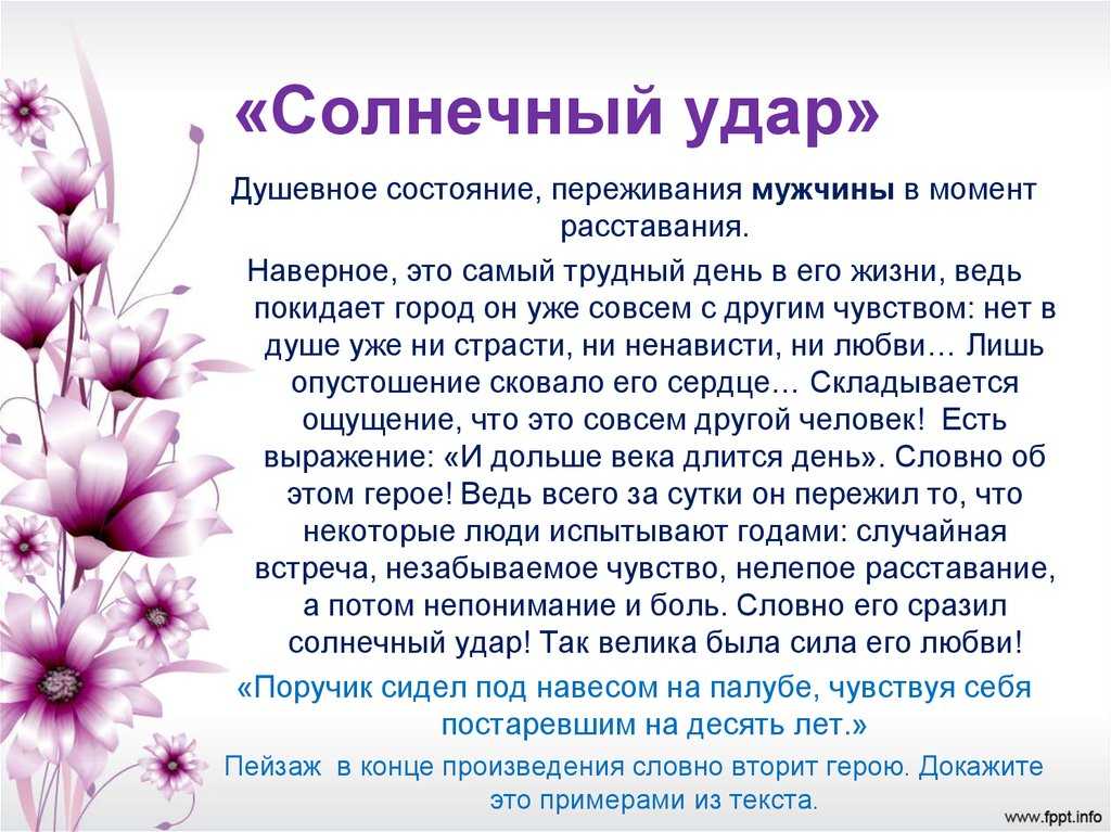 Смысл рассказа солнечный удар бунина | какой смысл
