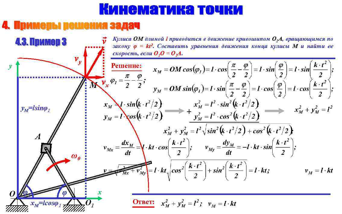 Кинематика точки примеры задач с решением по теоретической механике