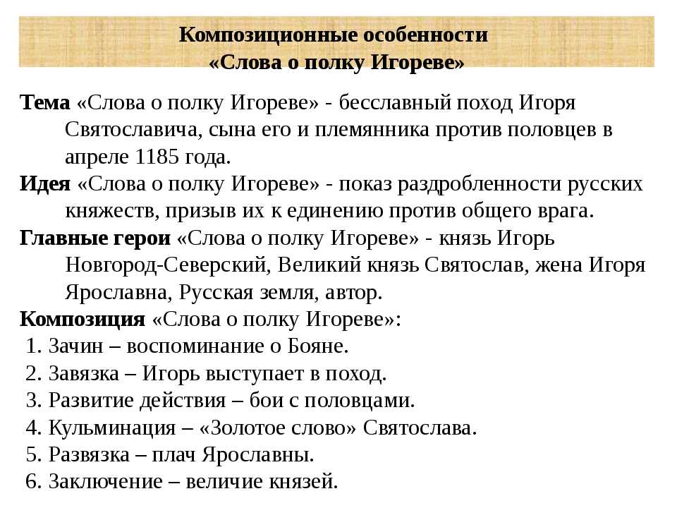 Слово о полку игореве: для читательского и по главам