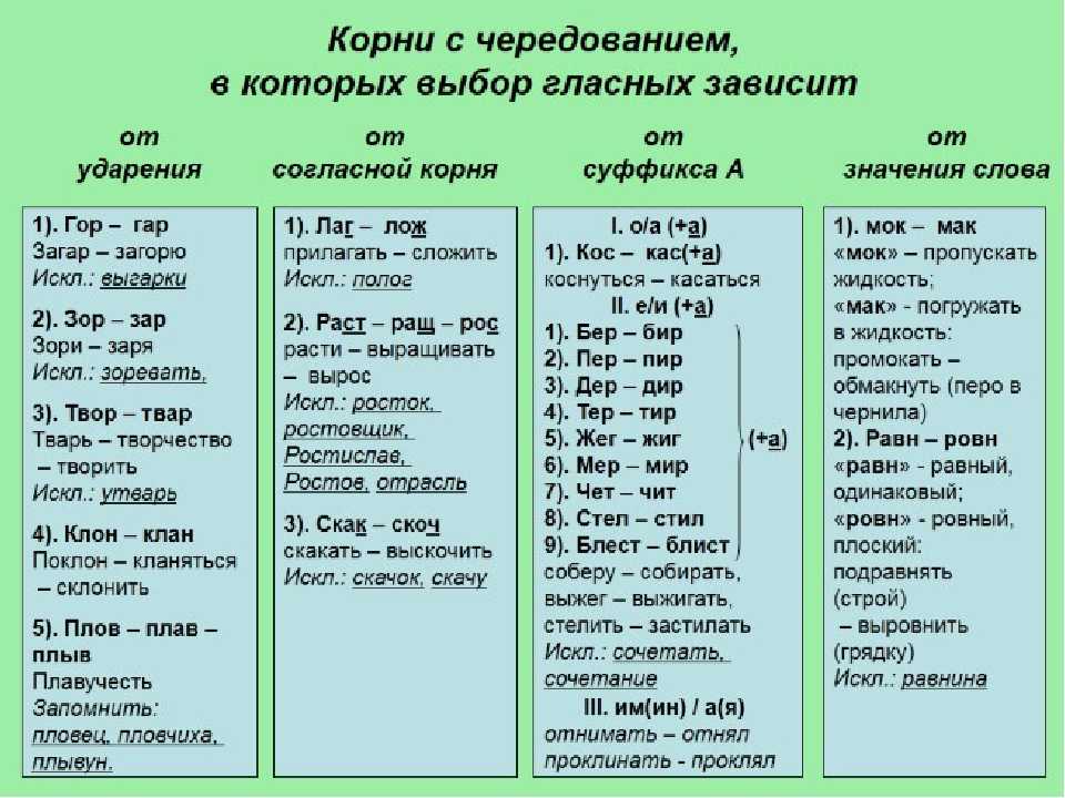Чередующиеся гласные в корне слова