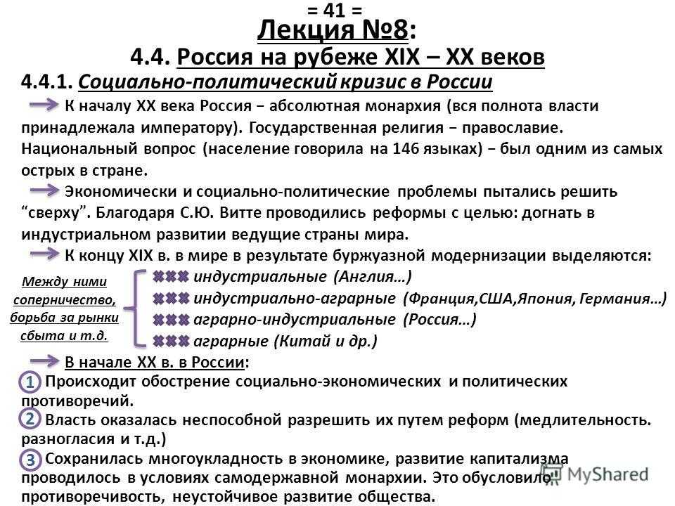 Политическое развитие в начале xx века