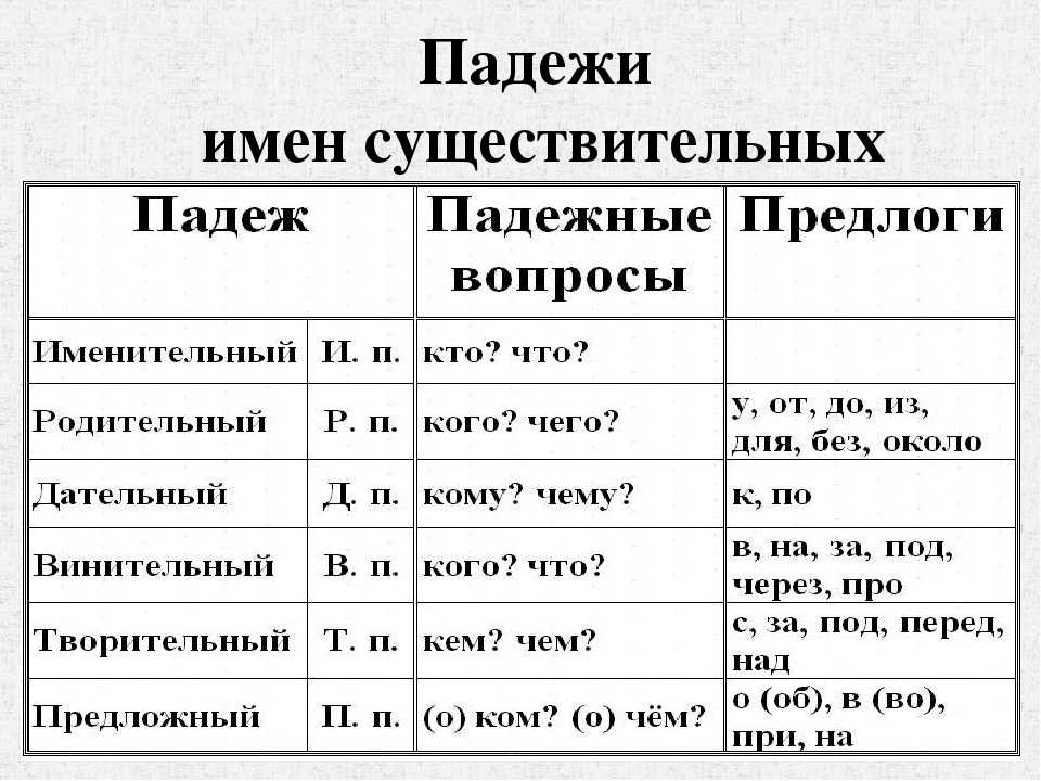 Склонение имён существительных