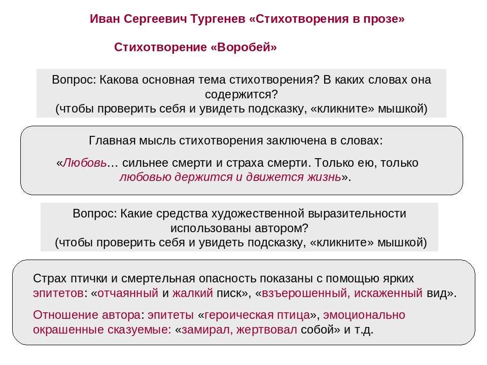 Анализ стихотворения тургенева воробей сочинения и текст