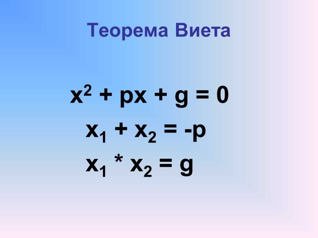 Теорема виета и ее применение к решению квадратных уравнений