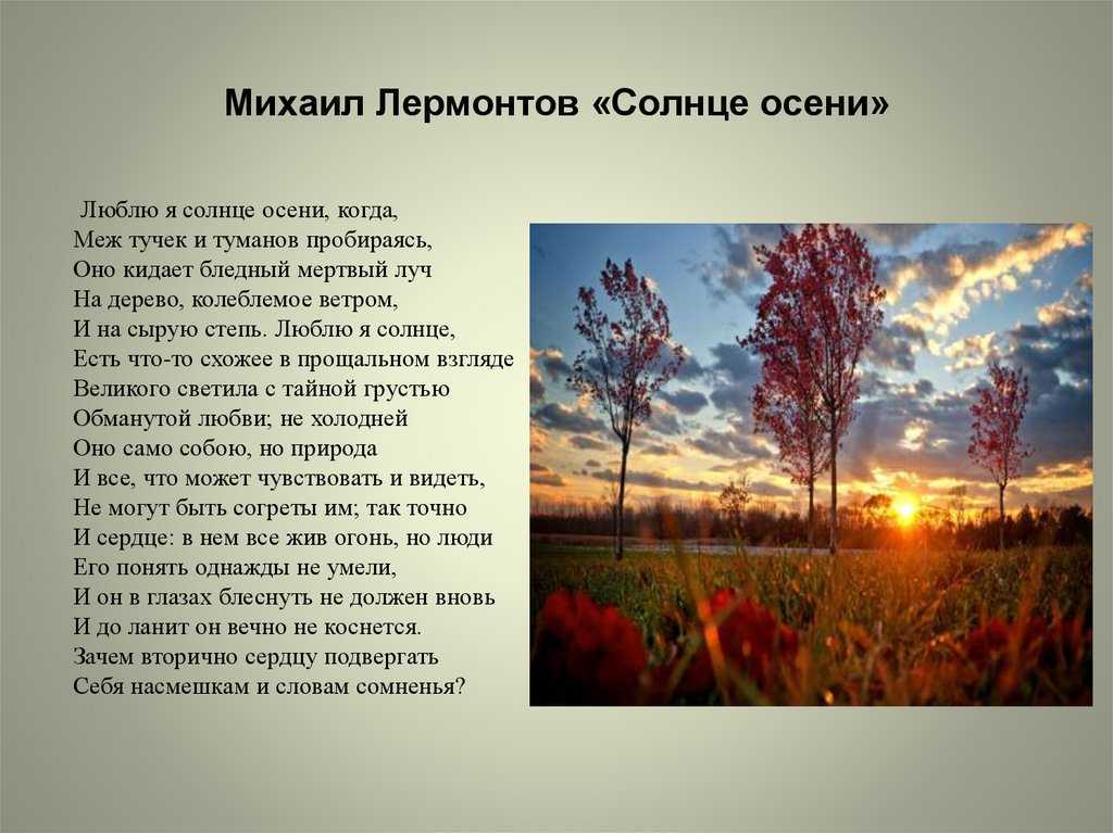 Краткий анализ стихотворения лермонтова «осень» по плану